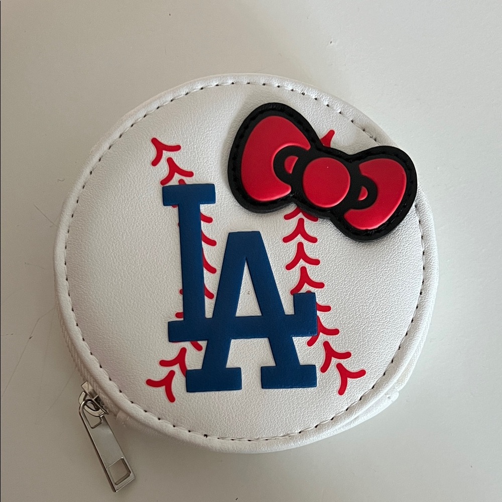 Hello Kitty LA Dodgers Baseball Coin Purse - White, Red, and Blue